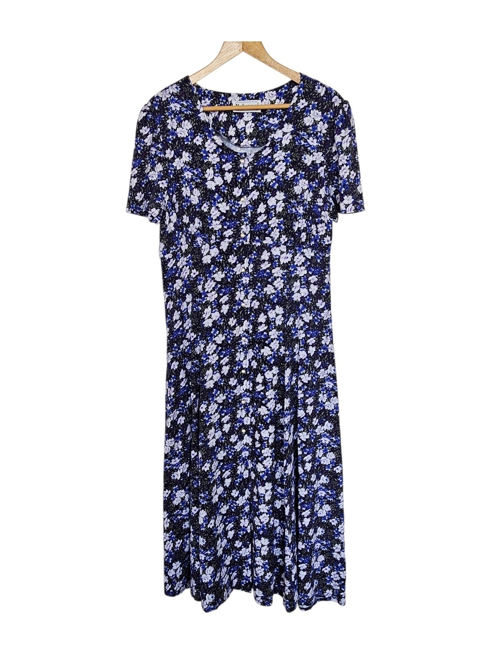 Vintage Nahmani Floral Short-Sleeve Midi Dress 8